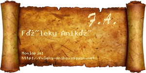 Füleky Anikó névjegykártya