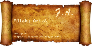 Füleky Anikó névjegykártya